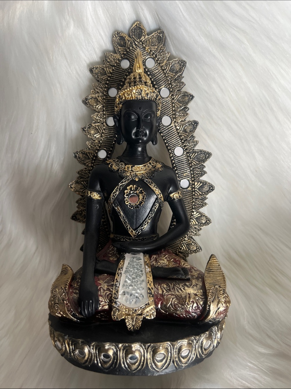Decorative Black and Gold Buddha Statue - Home Art Accent